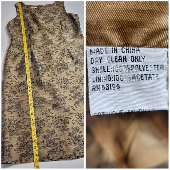 Talbots Suit Dress Toile Floral Patterned Sleeveless Light Brown Black Women's - Picture 10 of 10